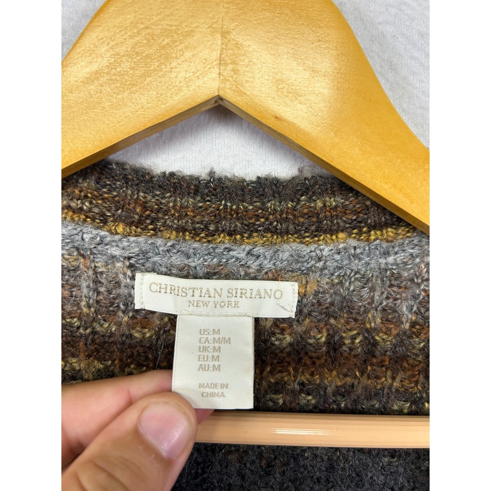 Christian Siriano Space Dye Knit Cardigan Women Medium Brown Sweater Earthy Boho - Picture 3 of 9